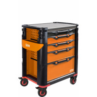 Carro de herramientas vacío - 5 cajones - naranja